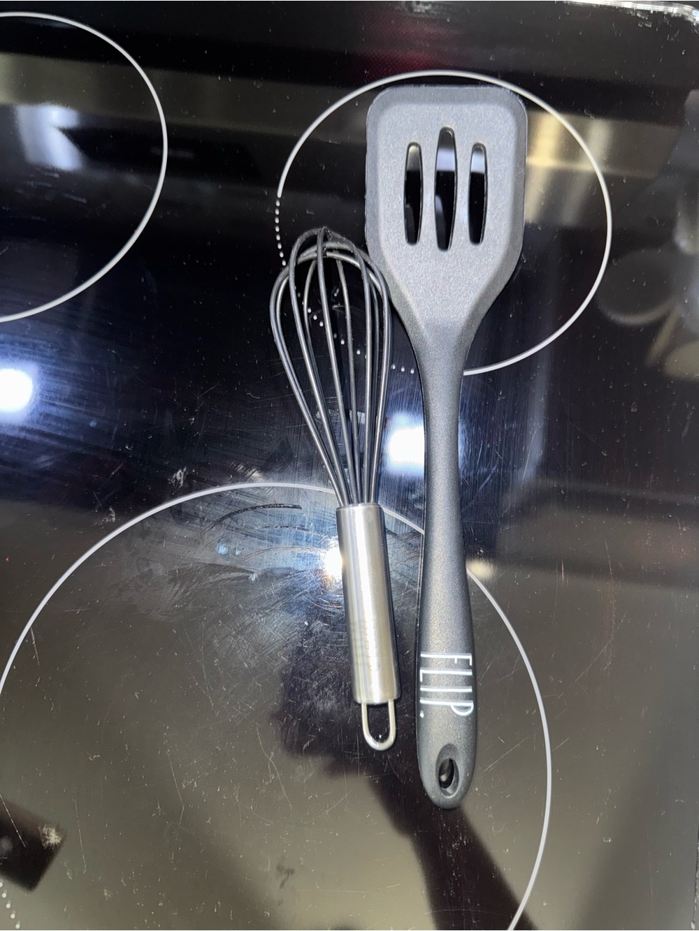 Rae Dunn Gray Slotted Spatula & Stainless Whisk Set